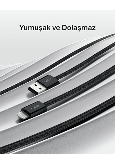 2&apos Li Örgülü Usb-a - Lightning Kablo, 1,5 M, Yumuşak, Esnek Ve Hızlı Şarj Kablosu, 14 Ve Önceki Modeller, 9. Nesil İpad Ve Airpods İle Uyumlu, Siyah
