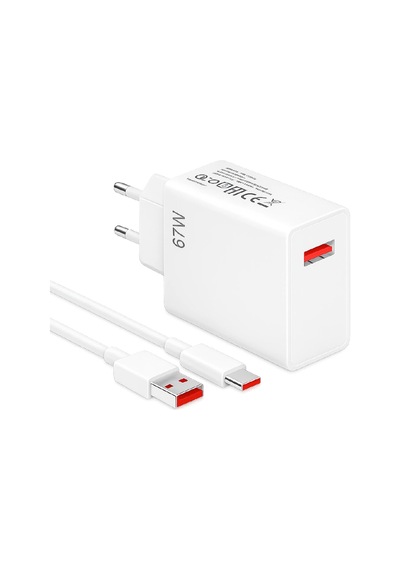 Wi 67w Type-c Kablo Ev Şarj Seti Turbo Beyaz