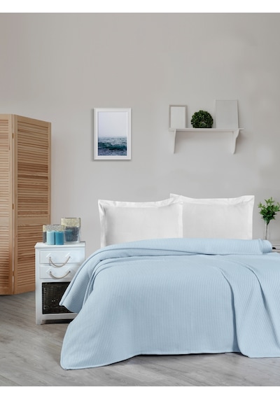 Mulberry Örgü Pike Örgü battaniyesi Kalın İplik Ev Dekorasyonu Çift Kişilik 220 x 240 Mavi