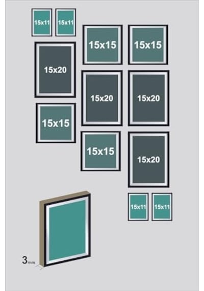 12 Parça Dekoratif Mdf Tablo Seti Çerçeve Görünümlü Dkj023 50 x 22
