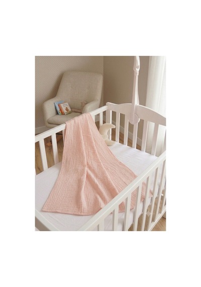 4 Katlı Müslin Bebek Battaniyesi 90x90 Cm - Bebek Örtüsü & Yeni Doğan Kundak - Somon Pembe - 889559856 Pembe