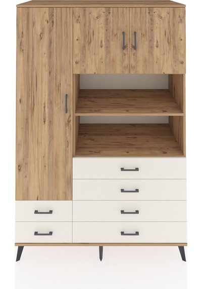 Kronos Dolap 8 Raflı 6 Çekmeceli 3 Kapaklı 132x59x195 Çam-çam... Çam