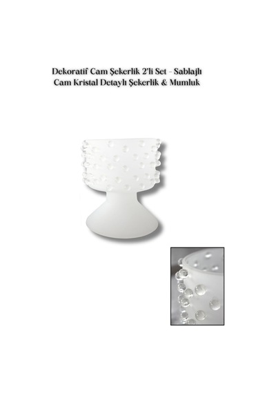 Dekoratif Cam Şekerlik 2 Li Set Sablajlı Kristal Detaylı Renksiz/şeffaf