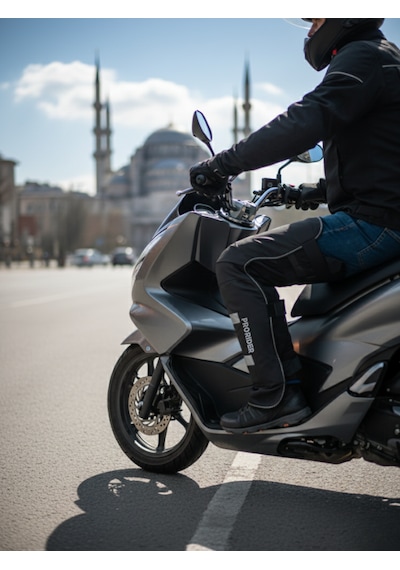 Prorider Motorcu Dizlik Yağmur Ve Rüzgar Geçirmez Reflektörlü Termal Koruma Suya Dayanıklı Motosiklet Dizlik Siyah