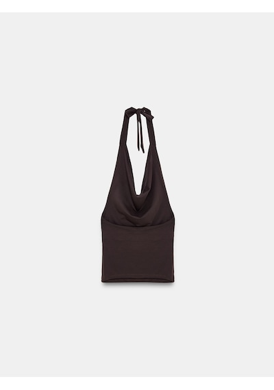 Dilvin 32973 Degaje Yaka Top-koyu Kahve