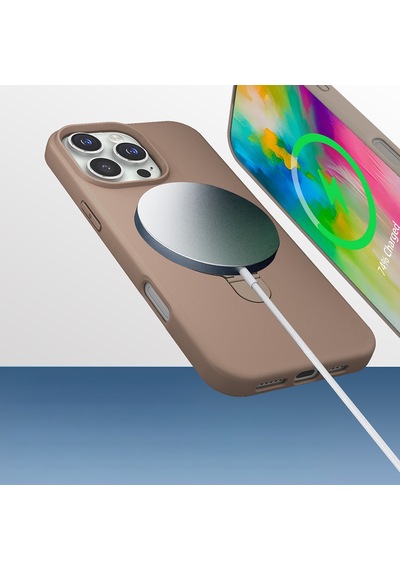 Apple Uyumlu iPhone 17 Pro Max Kılıf M-safe Şarj Özellikli Standlı Zore Samara Kapak Titanyum-gri