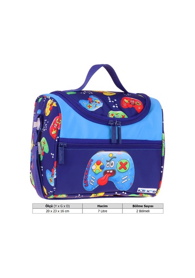 Kaukko Kids Erkek Çocuk Good Game Baskılı Isı Yalıtımlı Okul Beslenme Çantası Lacivert - Kırmızı - L5390