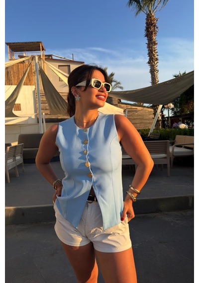 Gigi Wardrobe Blue Sky Yelek Mavi Mavi