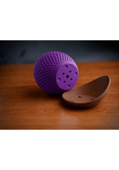 3d Baskı Küre Saksı - Kafes Dokulu İki Parçalı Dekoratif Saksı - Mor-kahverengi