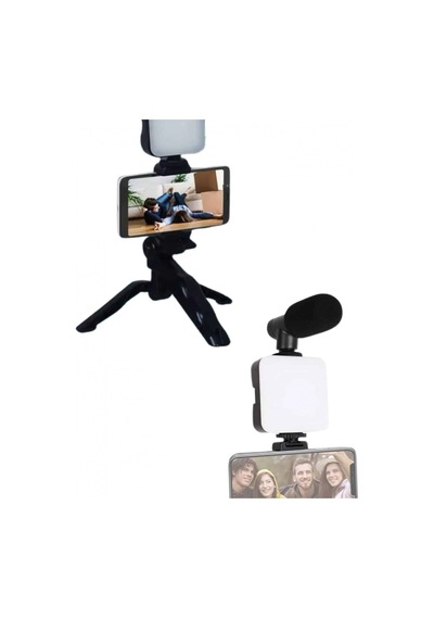Video Making Kit Mini Led Işıklı Telefon Tutucu Tripod Vlog Çekim Seti