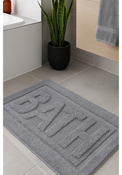 Bath Banyo Paspası 80x50 Dekoratif, Yıkanabilir, Tüylenme Yapmaz, Yumuşak Doku Antrasit