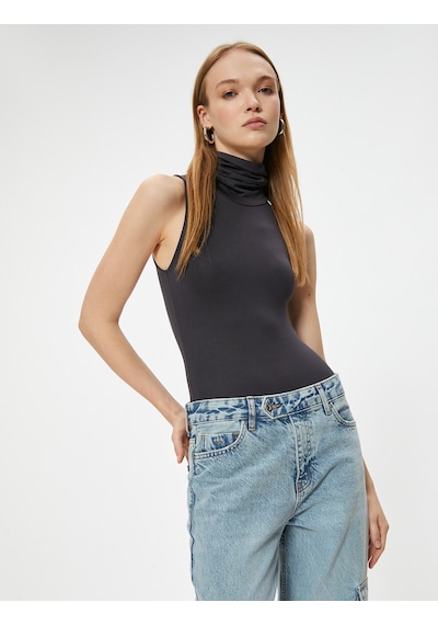 Koton Boğazlı Atlet Kolsuz Slim Fit Antrasit 5wal30013ık Antrasit