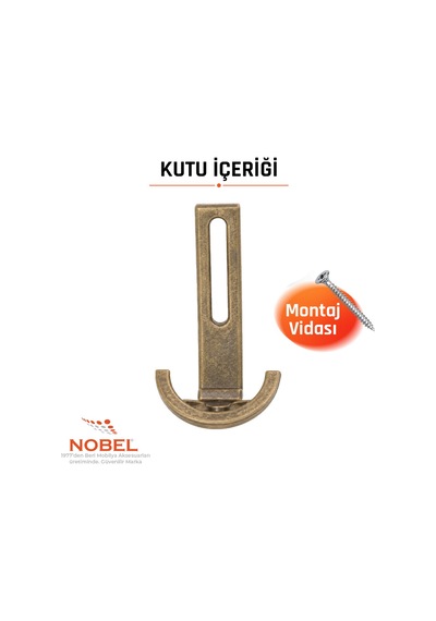 Palmiye Lüks Portmanto Askı, Metal, Vestiyer Askı, 158 Gr, Dolap Askılık, Duvar Askılığı, Antik Sarı Vidalı 5 Adet