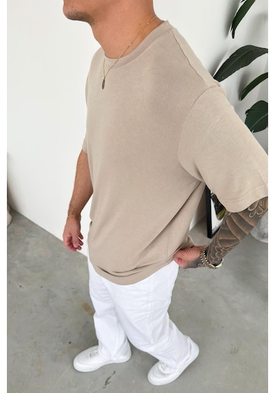 Taş Basic Soft Likralı Relaxed Triko Tişört