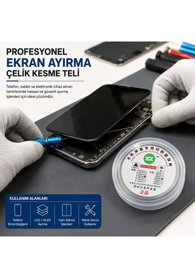 Çelik Lcd/ekran Ayırma Teli 0.06mm - 500 Metre Profesyonel Kesme Teli