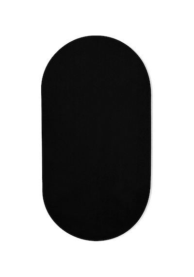 Siyah Fluffy Oval Post Peluş Halı Antibakteriyel Kaymaz Taban