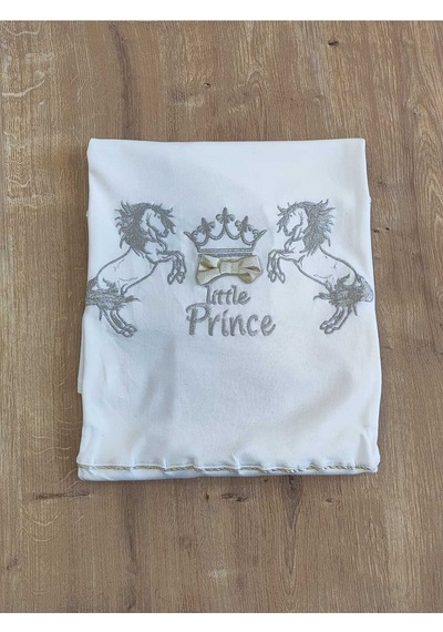 %100 Pamuklu Gold Atlı Prince Bebek Battaniyesi - Yumuşak Puset & Bebek Arabası Örtüsü Altın