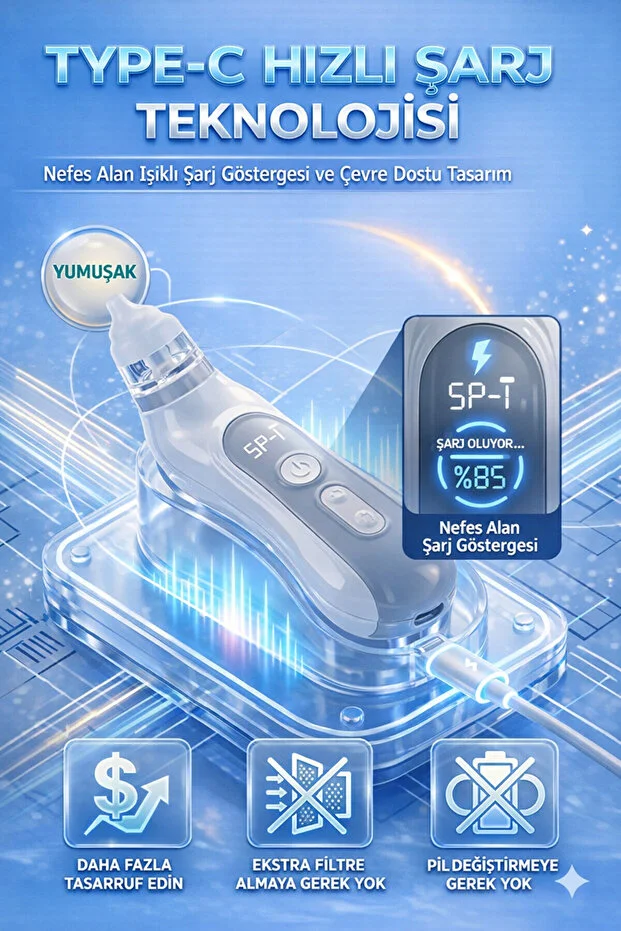 Babyforce H-031 Kendini Temizleyen Bebek Burun Aspiratörü 0-12 Yaş Işıklı Müzikli Şarjlı