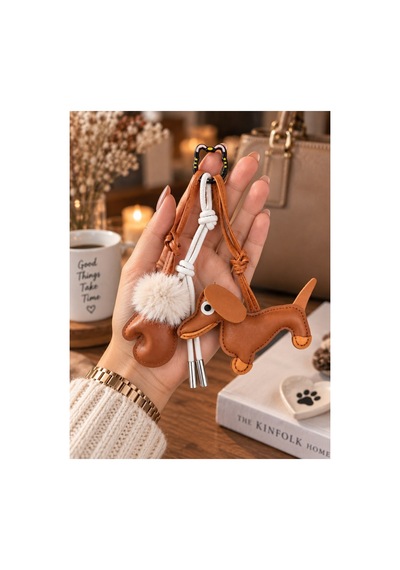Home Dekor Hediye Charm Çanta Süsü Beyaz Tüylü Kahverengi Eldiven Ve Köpek Figürlü Çanta Süsü Anahtarlık Aksesuarı Çok Renkli