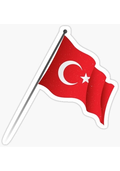 Türk Bayrağı Sticker Yapıştırma 17cm