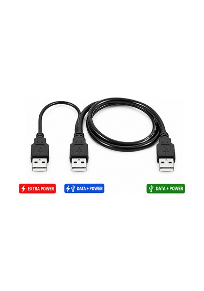 Harici Disk Hdd Harddisk Usb Y Kablo 3 Uçlu Veri Bağlantı