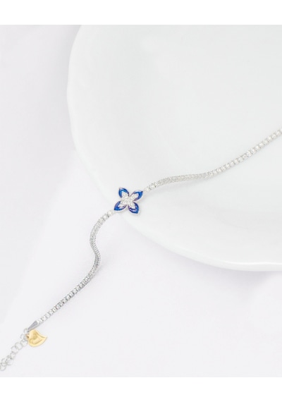 Brezza Lusso Jewelry Mineli Lusso Çiçeği Su Yolu Pırlanta Işıltılı Kadın Gümüş Bileklik