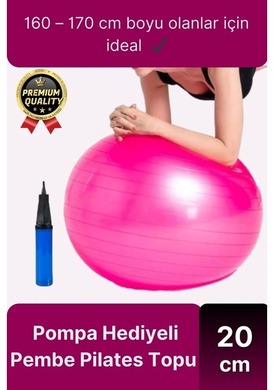 Premium Mini Gymball 20cm Jimnastik Denge Fitness Spor Şişirme Pompası Pembe Pilates Topu