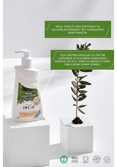 INCIA %100 Doğal Sıvı Kastil Sabunu Yoğun Nemlendirici Zeytinyağlı 10 Bitkisel Değerli Yağ Vegan 250 ML