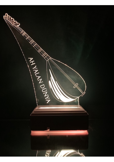 Kişiye Özel 3 Boyutlu Hediye Bağlama Saz Masaüstü Led Lamba