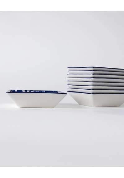 Reve Bleu Mais Kare Tabak Seti - 12 Cm - Mavi/beyaz 8684427358474 Çok Renkli