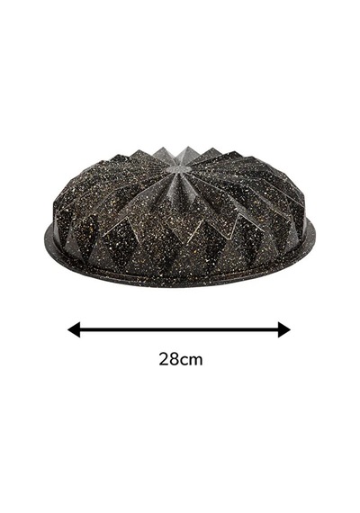 28 Cm Kristal Döküm Kek Kalıbı Geometrik Desen Kaydırmaz Taban Siyah