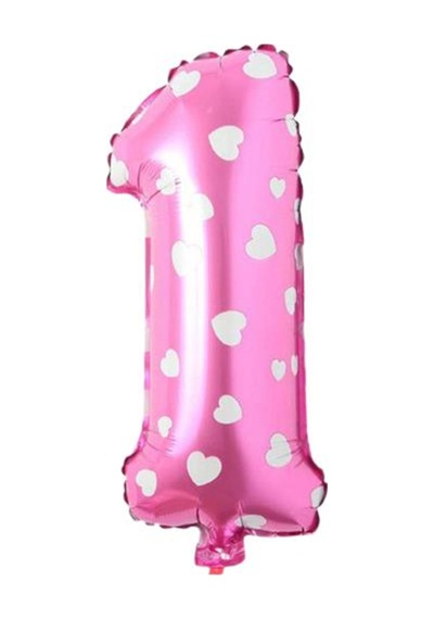 1 Rakamlı 16 Inç Pembe Kalpli Folyo Balon 36 Cm 6