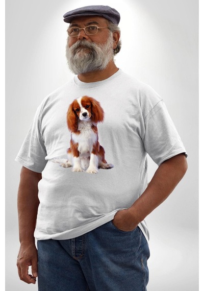 Angemiel Cavalier King Charles Spaniel Beyaz Büyük Beden Kadın Erkek Ünisex Basic Ön Baskılı Tişört Beyaz