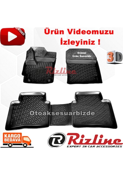 Toyota Corolla Uyumlu 3D Paspas Havuzlu Siyah Sedan 2019 Sonrası Rizline N11.19689