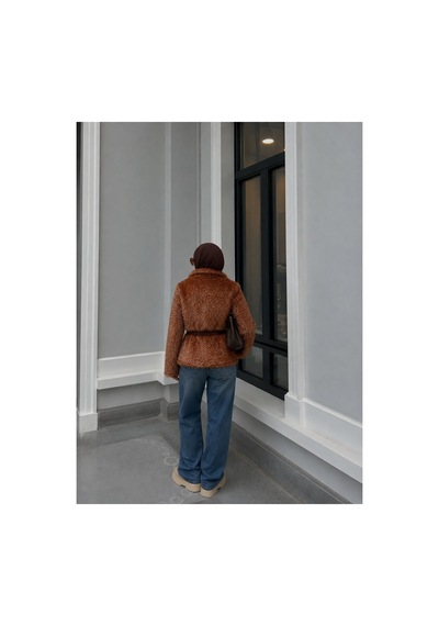 Verymoda Simli Saçaklı Mont F1838 Kahve