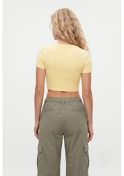 Ritnice Kadın New Serra %100 Pamuk Tereyağ Sarısı Crop Top Sarı