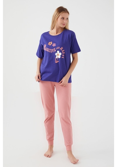 Rolypoly Positive And Happy Mor Kadın Kısa Kol Pijama Takım 5274-33149 Mor
