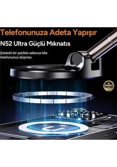 Audi A3 2003-2004-2005-2006-2007-2008-2009-2010-2011-2012-2013 Oto Telefon Tutucu, Güçlü Neomidyum Mıknatıslı, Kilitlenen Vakum Teknolojisi Siyah