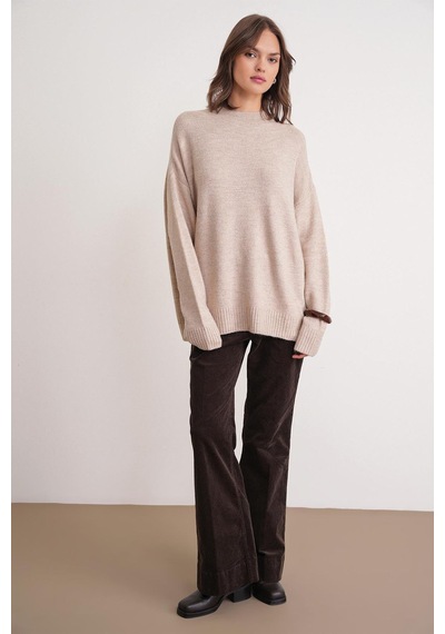 Hiccup Mixray Oversize Triko Kazak Bej