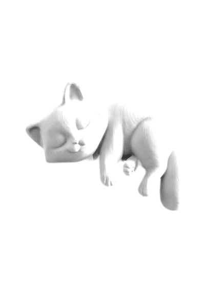 Uyuyan Kedi Figürü 10x8 Cm Dekoratif Biblo Raf Süsü Beyaz