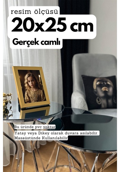 Fırçalı Altın-20mm Çerçeve Camlı 20x25 Cm Fotoğraf Resim Çerçevesi Ayaklı Veya Duvara Asma Yatay-dikey 50248138
