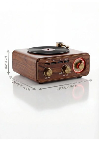 Özel Tasarım Ahşap Görünümlü Retro Vintage Nostaljik Radyo & Bluetootlu Mini Fm Radyo