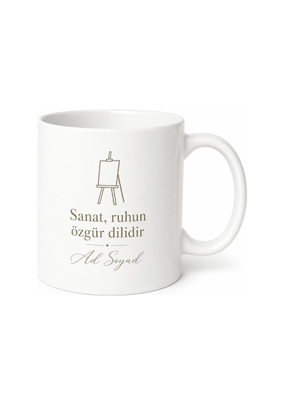 İsme Özel Galeri Açılış Hediyesi Kupa Bardak Sanat Atölyesi Hediye Beyaz / Çok Renkli