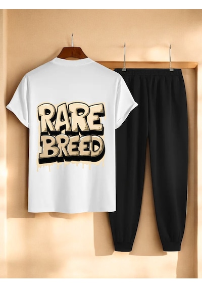 Uyguntarz Unisex Rare Breed Baskılı Eşofman Takımı Beyaz