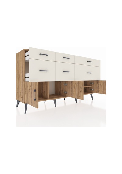 Kronos Konsol Tek Raflı 6 Çekmeceli 4 Kapaklı 176x59x99 Çam-çam/a Çam-çam/aytaşı