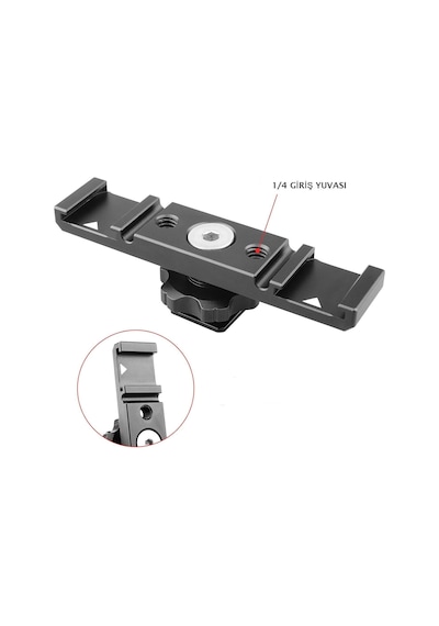 Pdx İkili Aksesuar Aparatı Hb-104 Cold Shoe Mikrofon Işık