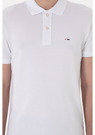 U.S. Polo Assn. Erkek Slim Fit Polo Yaka Beyaz Basic Tişört 50297983-VR013