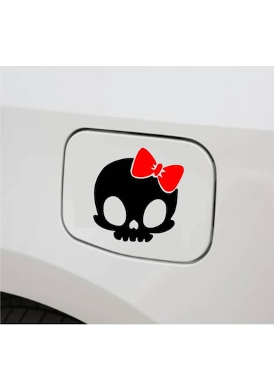 Araba Depo Kapağı Sticker Kuru Kafa Oto Sticker 2 Adet