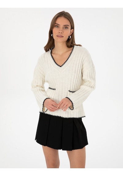 Pierre Cardin Kadın Ekru Kazak /triko 50310935-vr019 Ekru