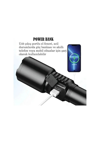 Gold Orion Alüminyum Usb Çıkışlı El Feneri Or-2208-tg Siyah